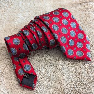 Ermenegildo Zegna Men's Red Neck Tie Mandala Effect Italian Silk Tie